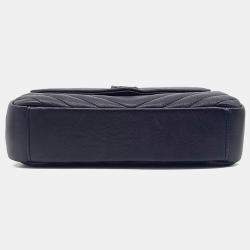 Pre Owned Saint Laurent Paris Black Leather Classic College Monogram Chain Bag