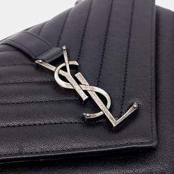 Pre Owned Saint Laurent Paris Black Leather Classic College Monogram Chain Bag