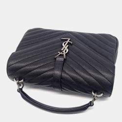 Pre Owned Saint Laurent Paris Black Leather Classic College Monogram Chain Bag