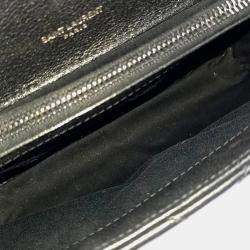 Pre Owned Saint Laurent Paris Black Leather Classic College Monogram Chain Bag