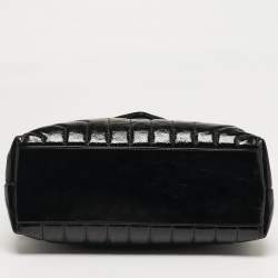 Pre Owned Saint Laurent LouLou Medium Black Matelassé Patent Leather Shoulder Bag