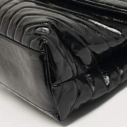 Pre Owned Saint Laurent LouLou Medium Black Matelassé Patent Leather Shoulder Bag