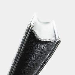 مملوكة مسبقًا محفظة سلسلة سان لوران باريس شعار شيفرون ماتلاسي حبيبات سوداء