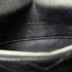 مملوكة مسبقًا محفظة سلسلة سان لوران باريس شعار شيفرون ماتلاسي حبيبات سوداء