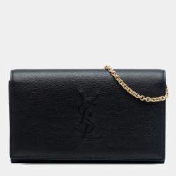 مملوكة مسبقًا Saint Laurent Paris Black Leather Belle de Jour Wallet on Chain