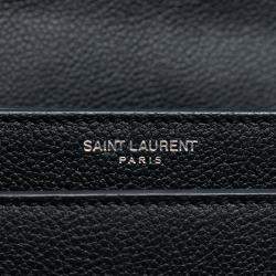 Pre Owned حقيبة سان لوران باريس سانسيت كروس بودي مونوغرام جلد عجل حبيبي متوسط أسود