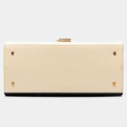 Pre Owned حقيبة سان لوران باريس يد علوية كاساندرا كلاسيكية جلد عجل ناعم ثنائية اللون بني أسود وسط