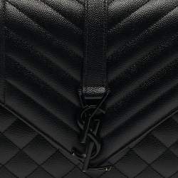 Pre Owned حقيبة سان لوران جلد ماتيلاسي أسود سلسلة مزيج متوسطة نمط الظرف