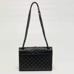 Pre Owned حقيبة سان لوران جلد ماتيلاسي أسود سلسلة مزيج متوسطة نمط الظرف