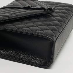 Pre Owned حقيبة سان لوران جلد ماتيلاسي أسود سلسلة مزيج متوسطة نمط الظرف