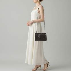 Pre Owned حقيبة سان لوران جلد ماتيلاسي أسود سلسلة مزيج متوسطة نمط الظرف