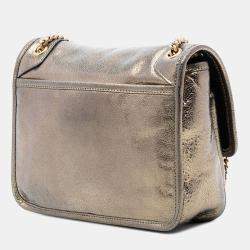 Pre Owned حقيبة كتف نيكي جلد بقر معدني ذهبي سان لوران باريس