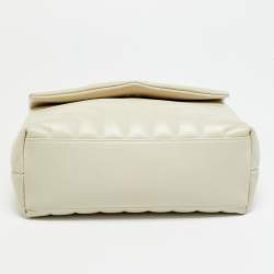 Pre Owned Saint Laurent Loulou Small Light Beige Matelassé Leather Shoulder Bag