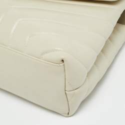 Pre Owned Saint Laurent Loulou Small Light Beige Matelassé Leather Shoulder Bag