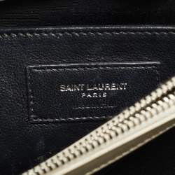 Pre Owned Saint Laurent Loulou Small Light Beige Matelassé Leather Shoulder Bag