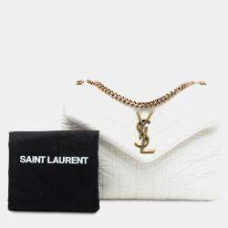 Pre Owned Saint Laurent Paris White Small Jersey Loulou Puffer Shoulder Bag
