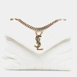 مملوكة مسبقًا Saint Laurent Paris White Small Jersey Loulou Puffer Shoulder Bag