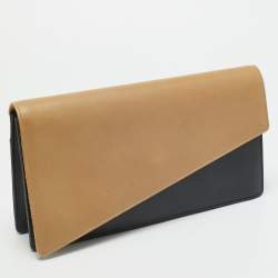 مملوكة مسبقًا Saint Laurent Diagonal Beige/Black Leather Clutch