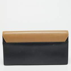 مملوكة مسبقًا Saint Laurent Diagonal Beige/Black Leather Clutch
