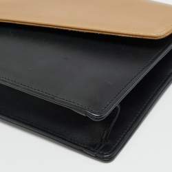 مملوكة مسبقًا Saint Laurent Diagonal Beige/Black Leather Clutch