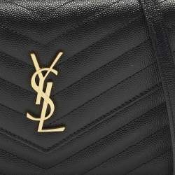 مملوكة مسبقًا Saint Laurent Cassandre Black Quilted Leather Wallet On Chain