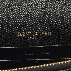 مملوكة مسبقًا Saint Laurent Cassandre Black Quilted Leather Wallet On Chain