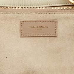 Pre Owned Saint Laurent LE 5 À 7 Bea Off White Leather Tote