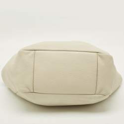 Pre Owned Saint Laurent LE 5 À 7 Bea Off White Leather Tote