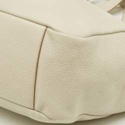 Pre Owned Saint Laurent LE 5 À 7 Bea Off White Leather Tote