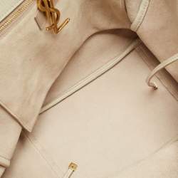 Pre Owned Saint Laurent LE 5 À 7 Bea Off White Leather Tote