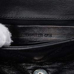 Pre Owned Saint Laurent Paris Black Baby Goatskin Tulle Chevron Monogram Classic Punk Chain Bag