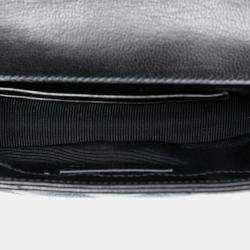 Pre Owned Saint Laurent Paris Black Baby Goatskin Tulle Chevron Monogram Classic Punk Chain Bag