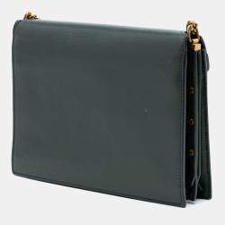 مملوكة مسبقًا Saint Laurent Paris Green Smooth Calfskin Monogram Cassandra Clasp Bag