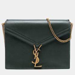 مملوكة مسبقًا Saint Laurent Paris Green Smooth Calfskin Monogram Cassandra Clasp Bag