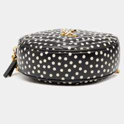 Pre Owned حقيبة سان لوران باريس سوداء جلد عجل مطبوع شيفرون منقط فينيل كروس بودي