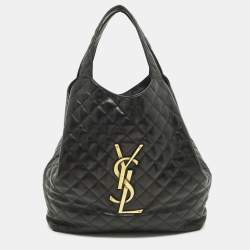 مملوكة مسبقًا Saint Laurent Icare Maxi Black Quilted Leather Shopping Tote