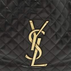 Pre Owned Saint Laurent Icare Maxi Black Quilted Leather Shopping Tote