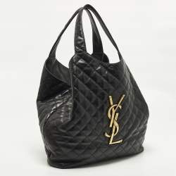 Pre Owned Saint Laurent Icare Maxi Black Quilted Leather Shopping Tote