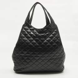 Pre Owned Saint Laurent Icare Maxi Black Quilted Leather Shopping Tote