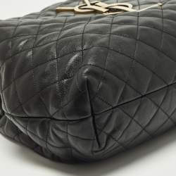 Pre Owned Saint Laurent Icare Maxi Black Quilted Leather Shopping Tote
