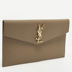 مملوكة مسبقًا Saint Laurent Uptown Brown Leather Pouch
