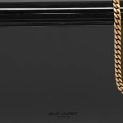 Pre Owned Saint Laurent Paris Mini Black Patent Leather and Plexiglass Chain Clutch Bag
