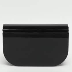 Pre Owned Saint Laurent Paris Mini Black Patent Leather and Plexiglass Chain Clutch Bag