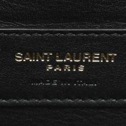 Pre Owned Saint Laurent Paris Mini Black Patent Leather and Plexiglass Chain Clutch Bag