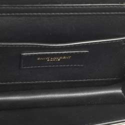 Pre Owned Saint Laurent Paris Mini Black Patent Leather and Plexiglass Chain Clutch Bag