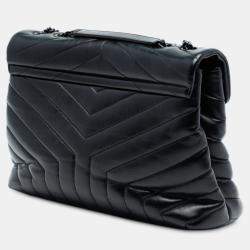 مملوكة مسبقًا Saint Laurent Paris Black Medium Matelasse Leather Monogram Monochrome Loulou Shoulder Bag