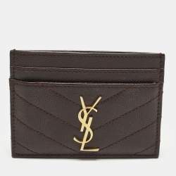 مملوكة مسبقًا Saint Laurent Cassandre Burgundy Matelasse Leather Card Holder