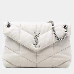 Pre Owned Saint Laurent Paris White Medium Nappa LouLou Puffer Shoulder Bag