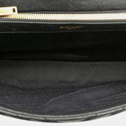 Pre Owned Saint Laurent Ysl Monogram V-Stitch Handbag Black Leather