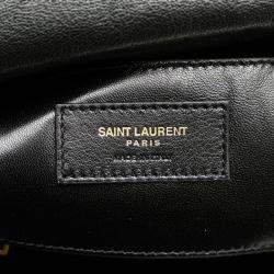 Pre Owned Saint Laurent Ysl Monogram V-Stitch Handbag Black Leather